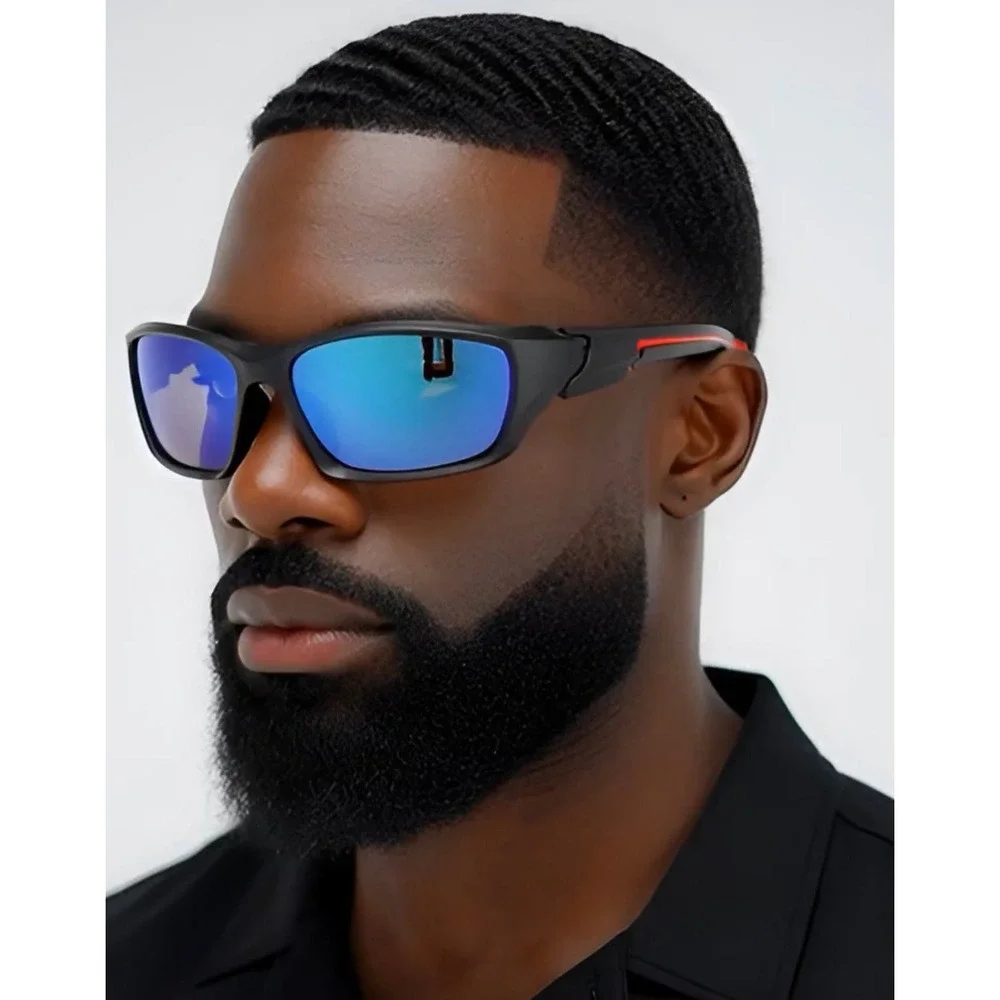 Sport Polarized Sunglasses Blue Mirror Lens Cycling Running Glasses Mens Outdoor